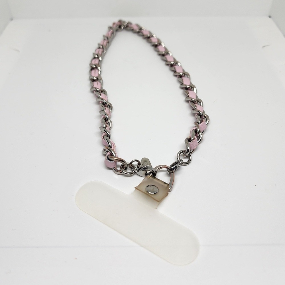 Pink Vegan Leather Chain Phone Charm | Wrist Strap | Everyday Accessory